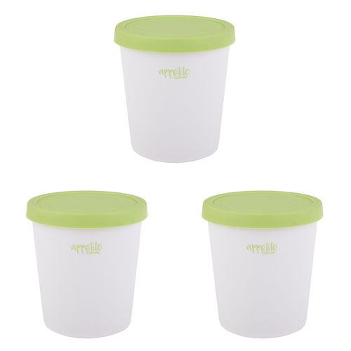 3PK Appetito Round Ice Cream Tub Home Kitchen Container 1L Green