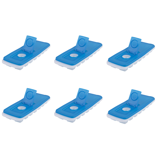 6PK Appetito Ice Cube Tray w/ Pour-Through Lid Home Bar Blue