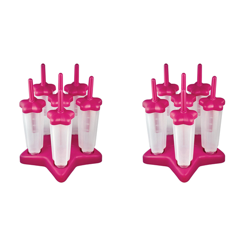 2x 6pc Appetito Home Kitchen Star Ice Pop Mould - Fuchsia