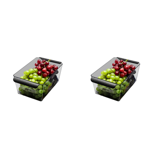 2PK Madesmart Short Deep Bin Kitchen Organiser Rectangle 26x15cm Carbon