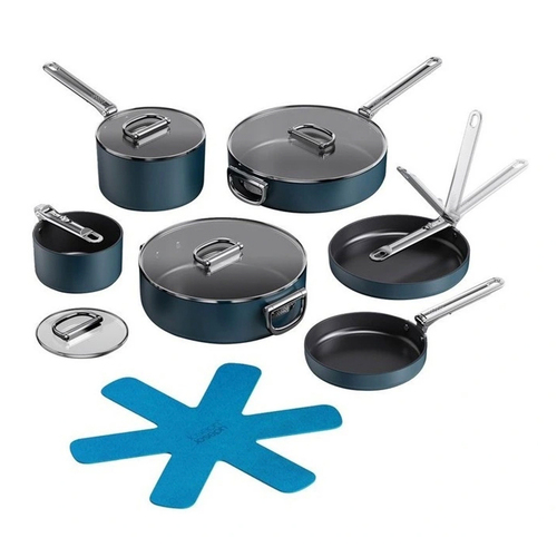 6pc Joseph Joseph Space Folding Handle Non-stick Cookware Pans w/ Lid Set