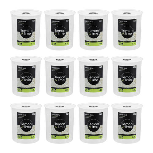 12PK Lemon & Lime Press Seal Food Storer Container 3.2L 17x17x19cm