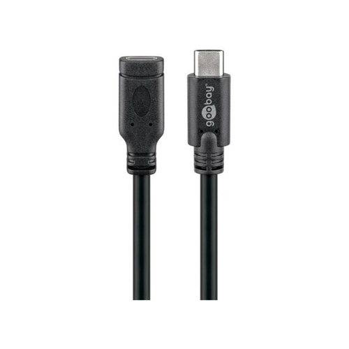 Goobay 1m Male to Female USB-C 3.1 Extension Cable - Black