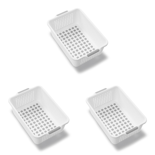 3PK Madesmart Small Basket Kitchen Organiser 31x21cm White