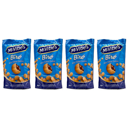 14PK Mcvities 90G Bites Vanilla Cookies Filled w/ Cocoa & Hazelnut Cream