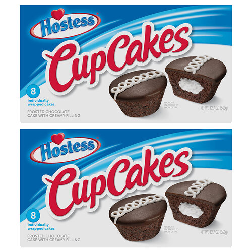 2x 8pc Hostess Frosted Chocolate Cupcakes 360g