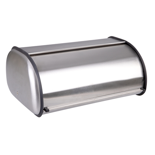 Polder Deluxe Steel Roll-Top Bread Bin 43x28cm - Brushed Nickel