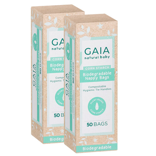 2x 50pc Gaia Biodegradable Nappy Bags