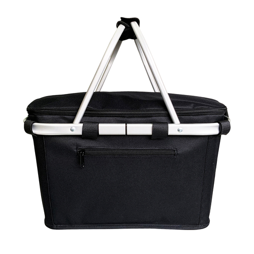 Sachi Insulated Zipped Carry Basket w/ Lid 49x27cm - Black