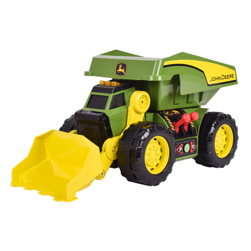 John Deere 2-N-1 Dig Rig – Dump Truck & Loader w/ Lights/Sounds Motorized Drive