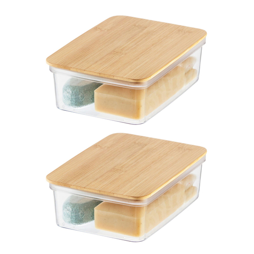 2PK Oggi Clear Storage Bin Stackable Food Container w/ Lid Small - Clear