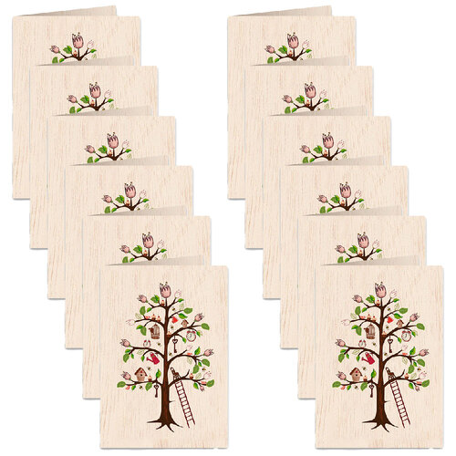 12PK Cozywood Wooden Greeting Card 11x16cm - Tree of Life