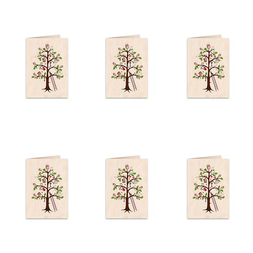 6PK Cozywood Wooden Greeting Card 11x16cm - Tree of Life