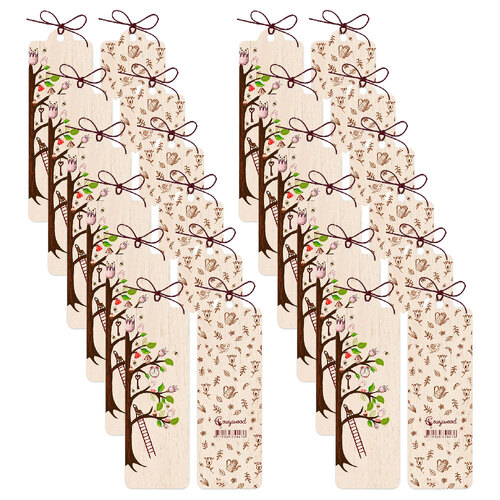 12PK Cozywood Wooden Bookmark 4.5x14cm w/ Waxed Ribbon - Tree of Life