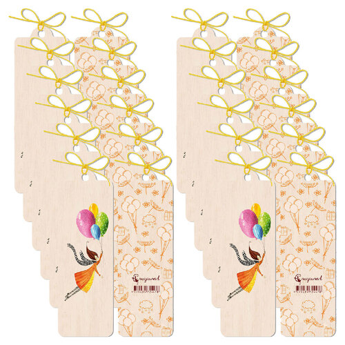 12PK Cozywood Wooden Bookmark 4.5x14cm w/ Waxed Ribbon - Toward Dreams