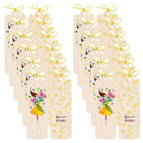 12PK Cozywood Wooden Bookmark 4.5x14cm w/ Waxed Ribbon - The Hug