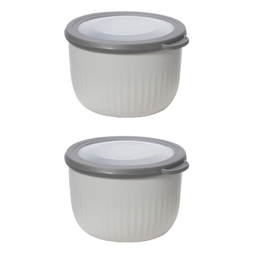 2PK Oggi 660ml Plastic Prep & Serve Bowl Food Storage w/ Lid - Grey