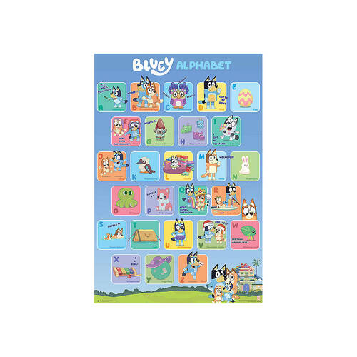 Bluey Alphabet ABC Educational Poster 91.5x61cm Kids Room Decor