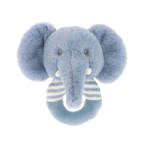 Keeleco Baby 14cm Elephant Ring Rattle Soft Animal Plush Kids Toy - Blue