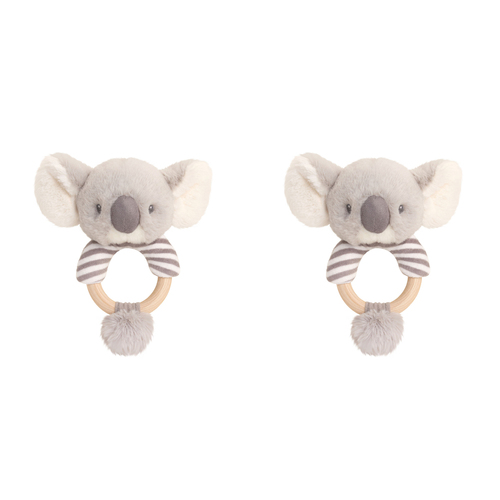 2PK Keeleco Baby Koala Ring Rattle Plush Toy 14cm - Grey 3+