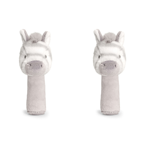 2PK Keeleco Baby Zebra StickRattle Plush Toy 14cm - Grey 3+