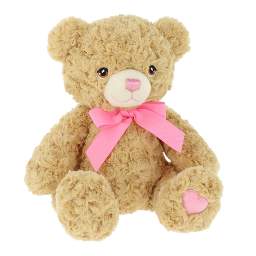 Keeleco Bramble w/ Pink Ribbon Soft Stuffed Plush Kids Toy 25cm - Brown 3+