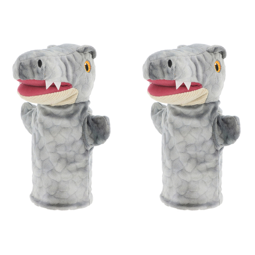 2PK Keeleco Raptor Puppet Soft Plush Kids Toy 27cm - Grey 3+