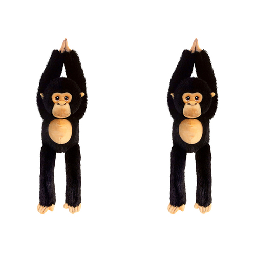 2PK Keeleco Chimp Longarms Soft Animal Plush Kids Toy 50cm - Black 3+