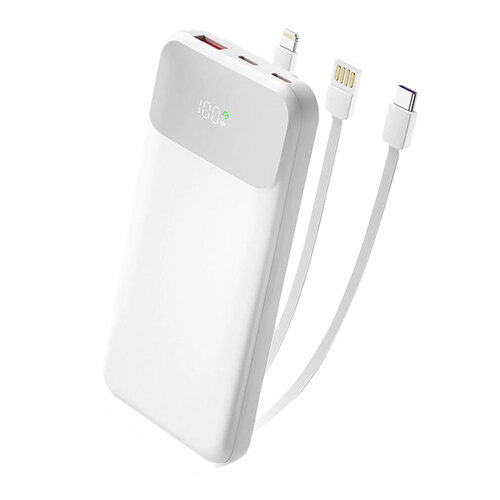 Philips 10000mAh PowerBank With Three Charging Cables - White