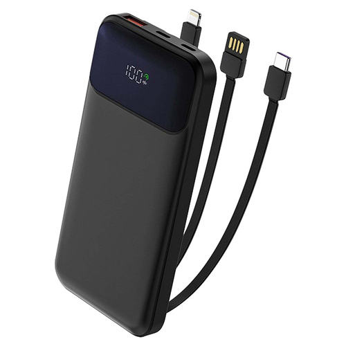 Philips 10000mAh PowerBank With Three Charging Cables - Black