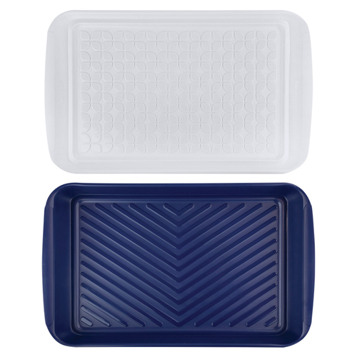 2pc Tovolo Melamine Large Marinade Tray Set 27x43cm - Blue/White