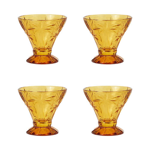 4pc Annabel Trends Cocktail Glass Palm Tree 270ml Cup Set - Amber