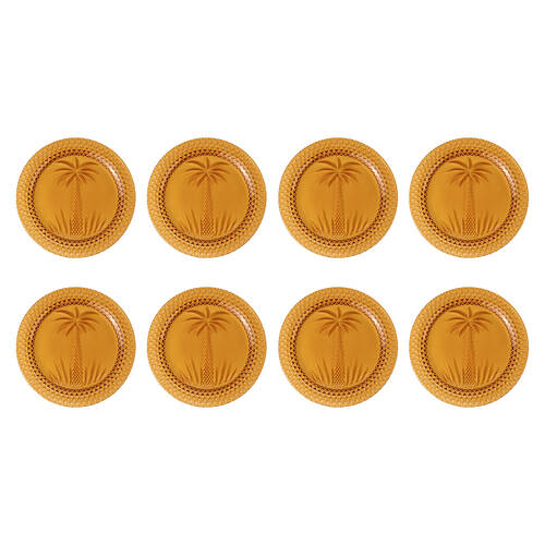 8pc Annabel Trends Glass Plate Palm Tree Food Dish Set - Amber