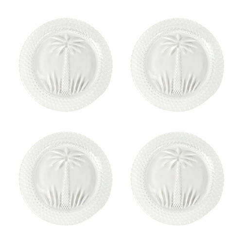 4pc Annabel Trends Glass Plate Palm Tree Food Dish Set - Clear