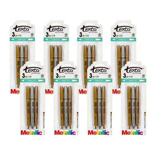 24pc Texta Non-Toxic Metallic Markers Gold/Silver/Bronze