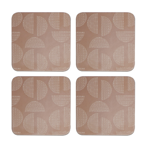 4PK Ladelle Splice Hardboard Square Cup Coaster 10cm Holder - Ginger