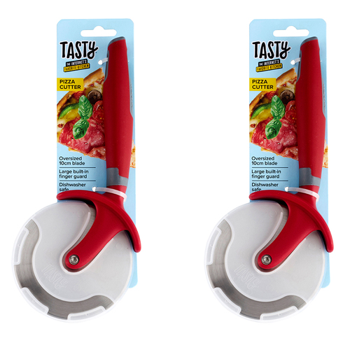 2PK Tasty Oversized Pizza Cutter/Slicer 10cm Blade Red