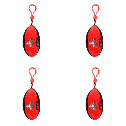 4PK AFL Essendon Footy Keyclip Hanging Bag Accessory 10cm