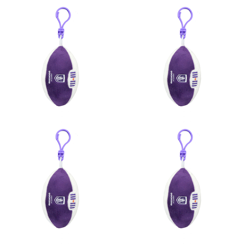 4PK AFL Fremantle Footy Keyclip Hanging Bag Accessory 10cm