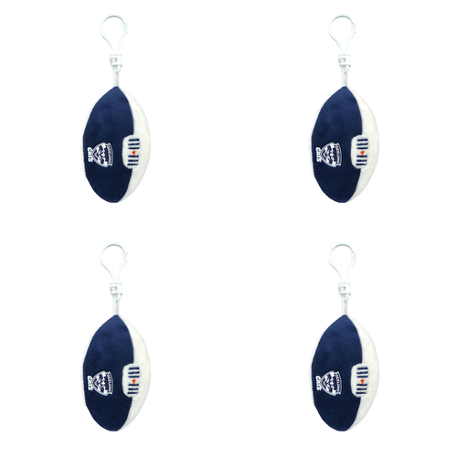 4PK AFL Geelong Footy Keyclip Hanging Bag Accessory 10cm