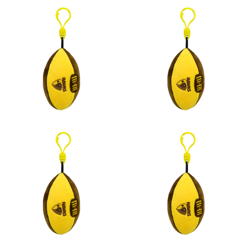 4PK AFL Hawthorn Footy Keyclip Hanging Bag Accessory 10cm