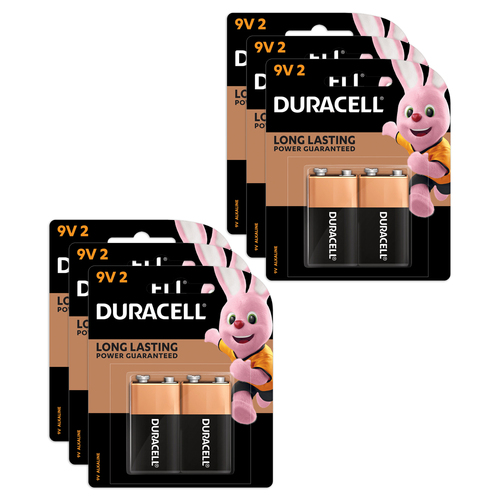 6x 2pc Duracell Coppertop 9V Alkaline Battery Pack Single Use