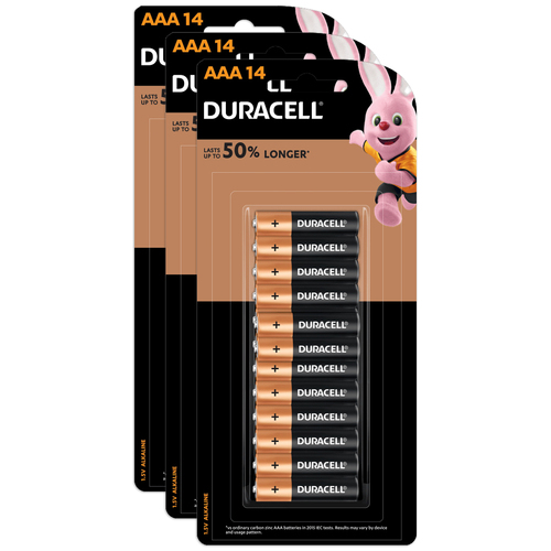 3x 14pc Duracell Coppertop AAA Alkaline Battery Pack Single Use