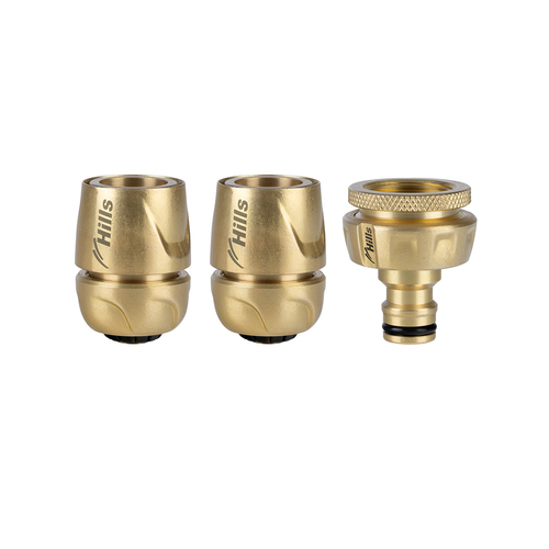 3pc Hills 12mm Brass Garden Watering Hose Fitting Set