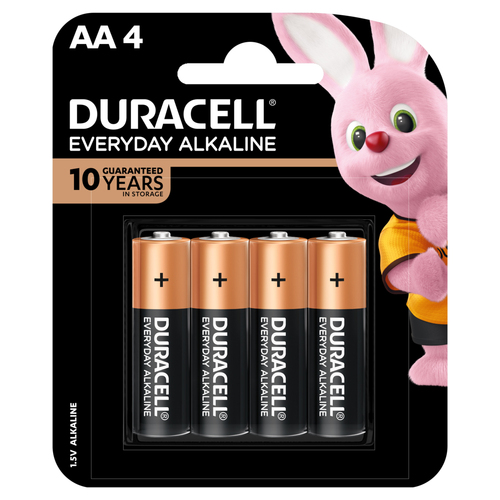 4pc Duracell Everyday AA Alkaline Battery Pack Single Use