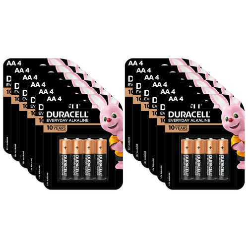 12x 4pc Duracell Everyday AA Alkaline Battery Pack Single Use