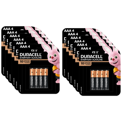 12x 4pc Duracell Everyday AAA Alkaline Battery Pack Single Use