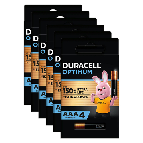 6x 4pc Duracell Optimum Alkaline AAA Battery Pack Single Use