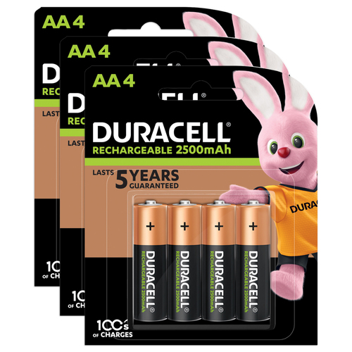 3x 4pc Duracell Rechargeable AA Ion Battery Pack 900mAh