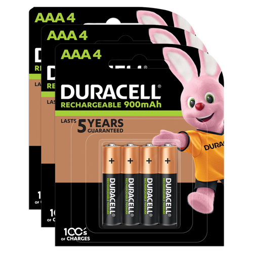 3x 4pc Duracell Rechargeable AAA Battery Pack 2500mAh